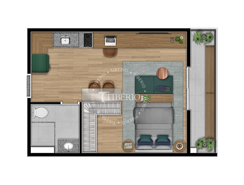 Planta studio 32,74 m² do Max Belém
